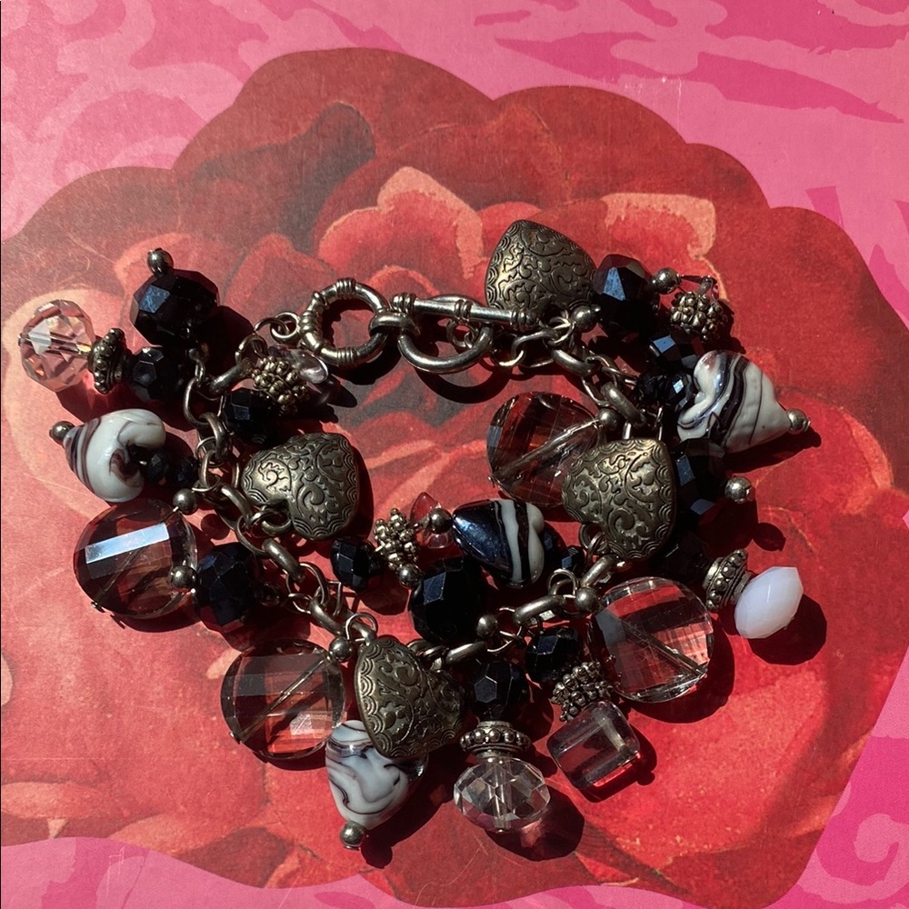 Vintage-Inspired Heart Charm Bracelet. EUC.